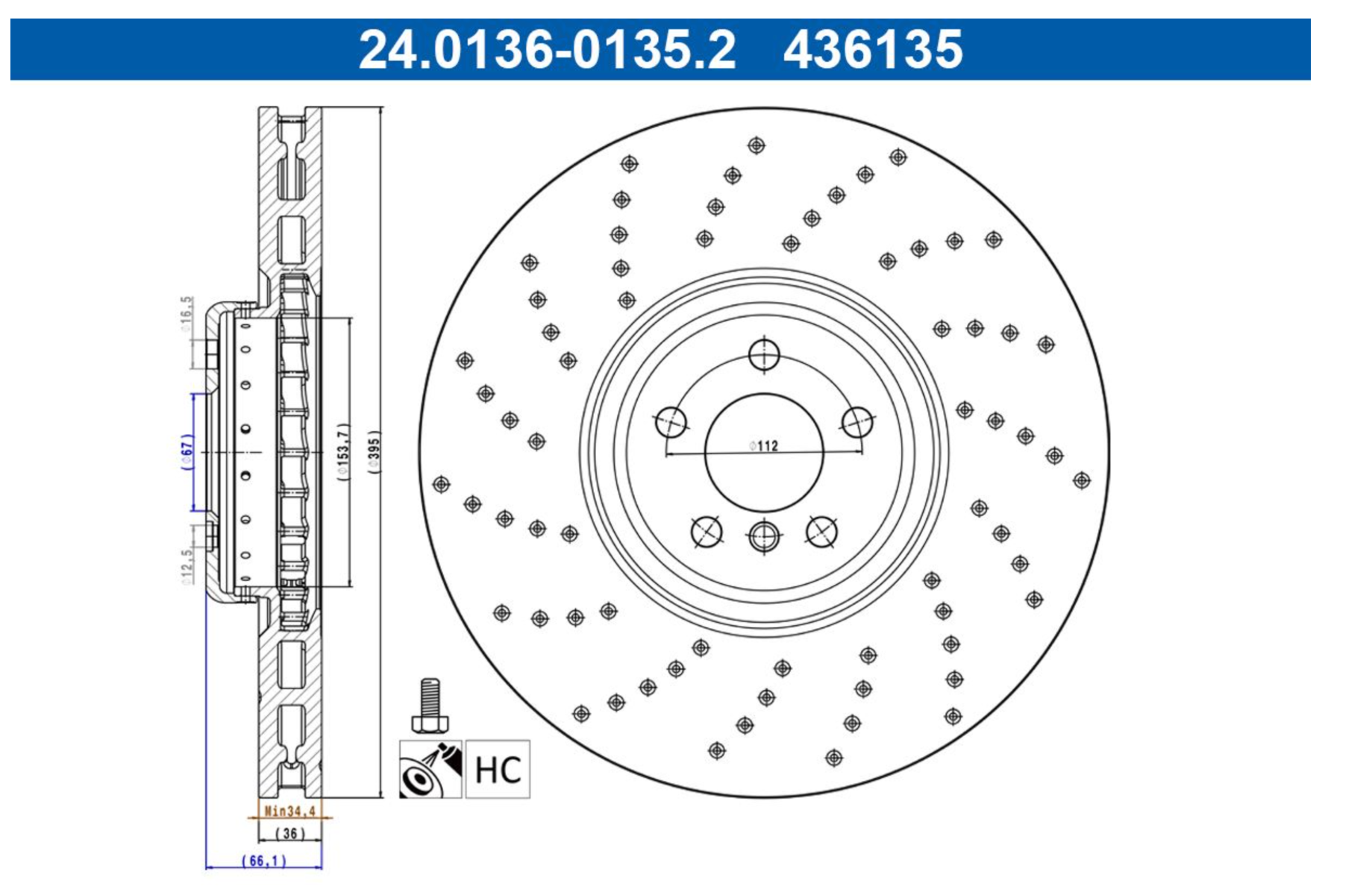 Remschijf LV geperforeerd X5 G05 F95 X6 G06 F96
